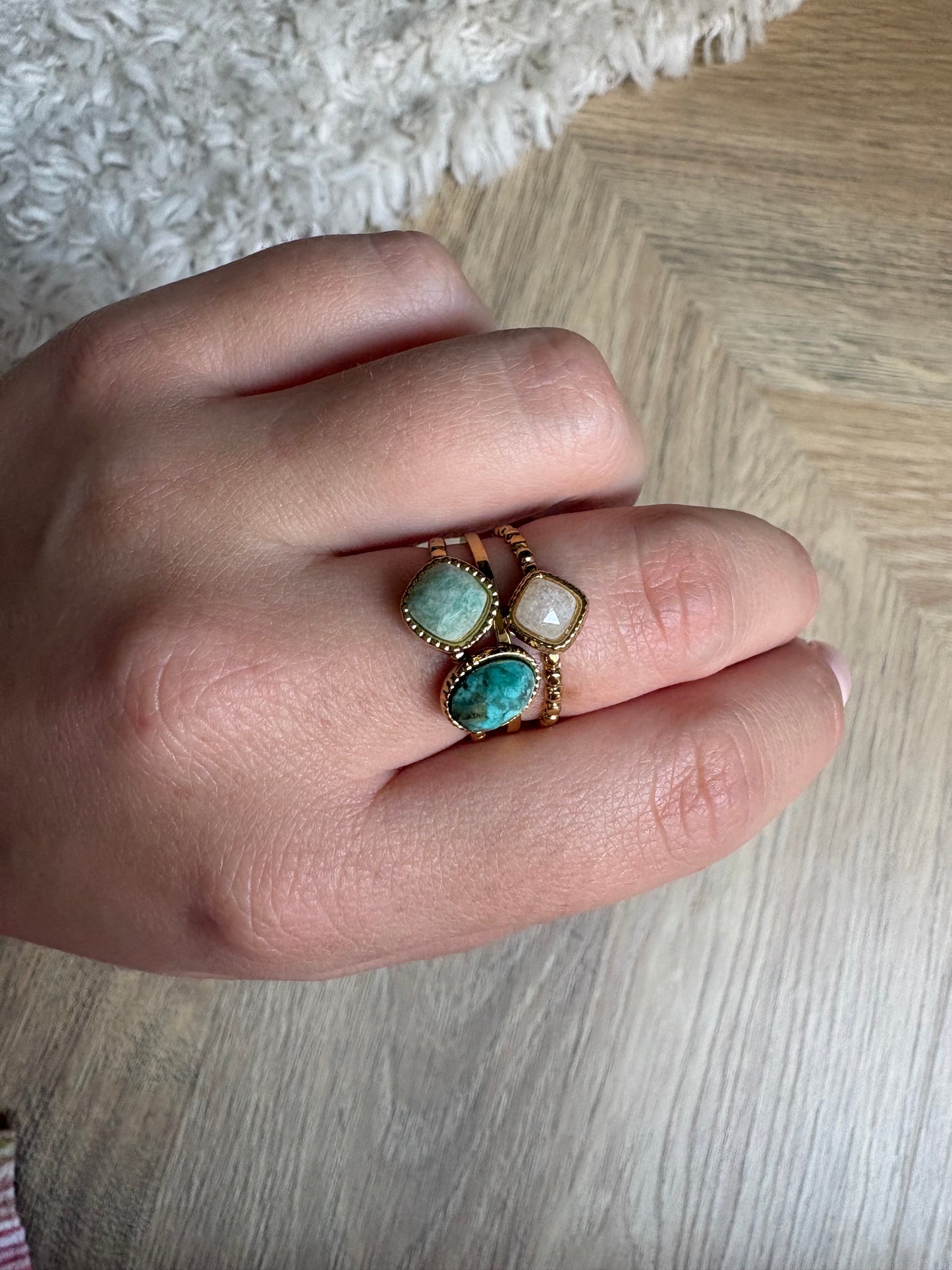 Bague en acier inoxydable et pierres naturelles | Zélie