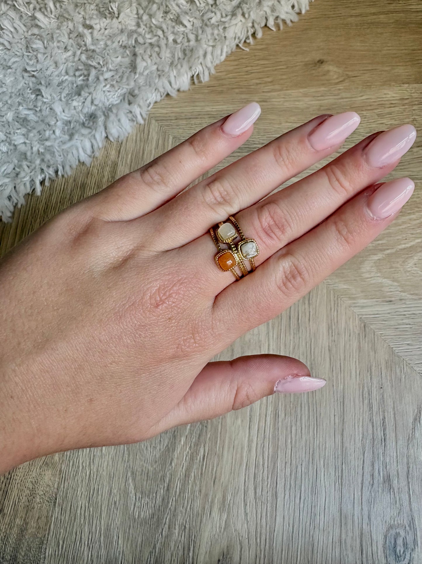 Bague en acier inoxydable et pierre précieuse naturelle | Cyrielle