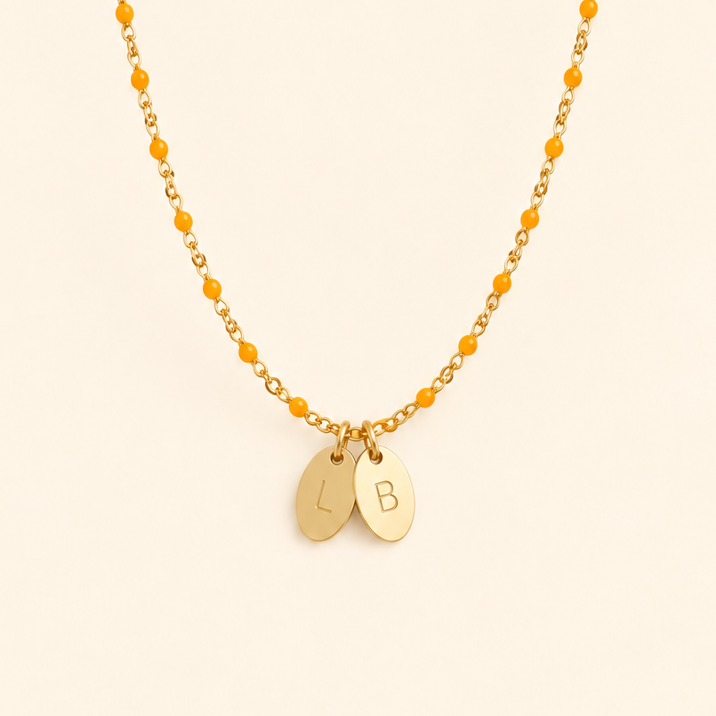 Collier initiales deux pendentifs