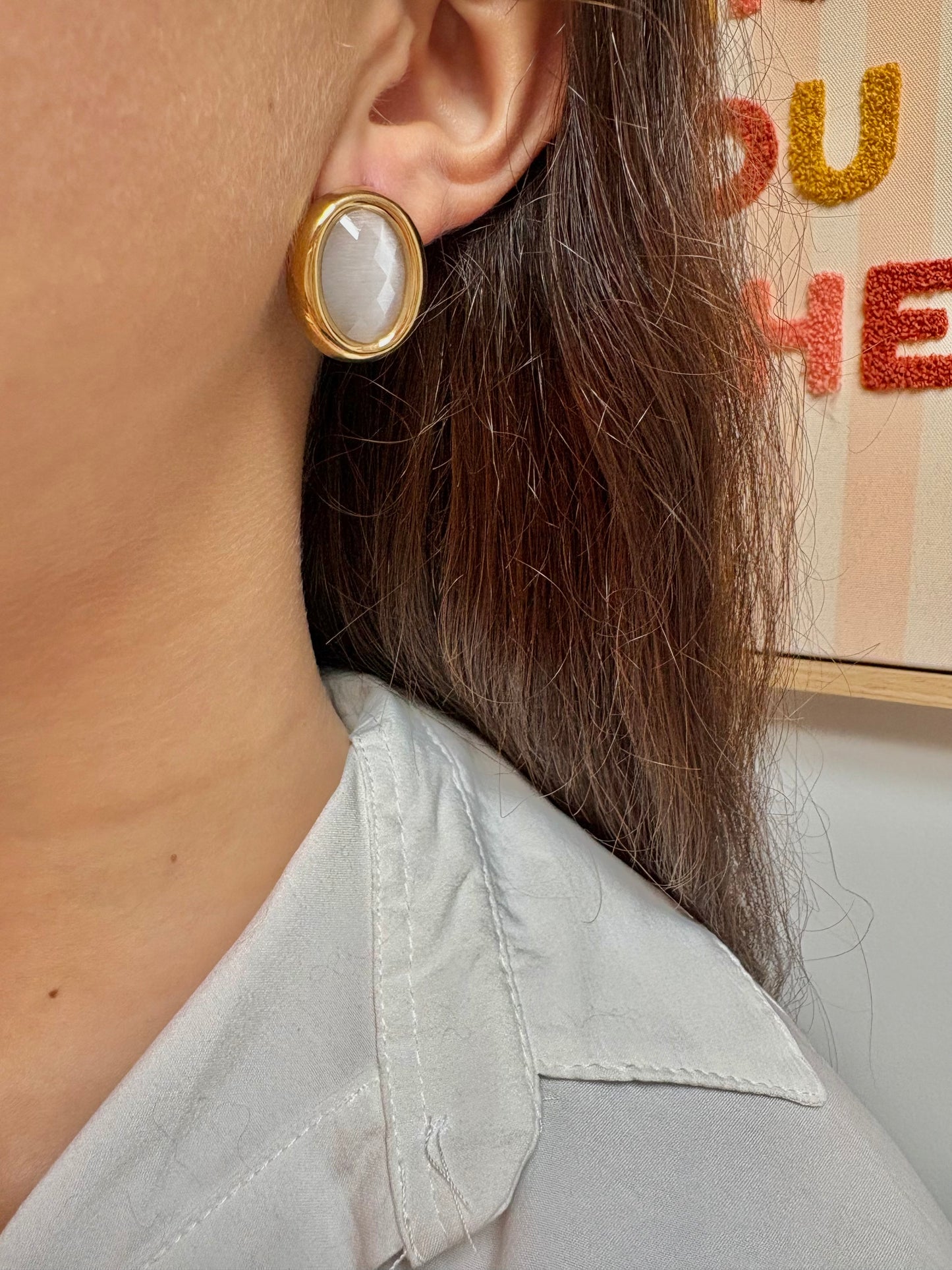 Boucles d’oreilles en acier inoxydable et pierre naturelle | Juliette