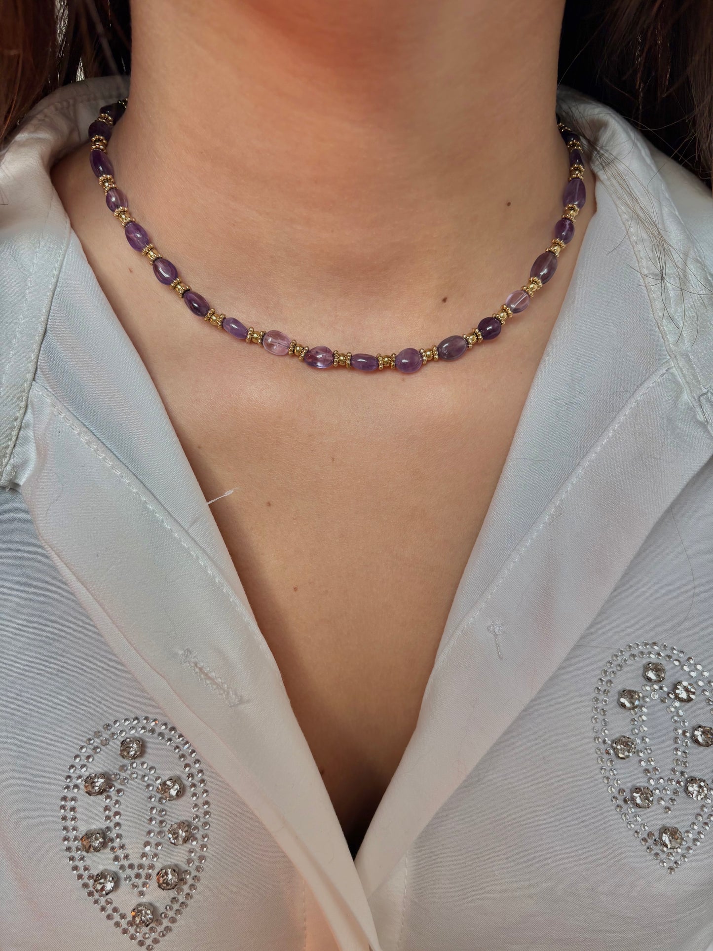 Collier en acier inoxydable et pierre naturelle | Samira