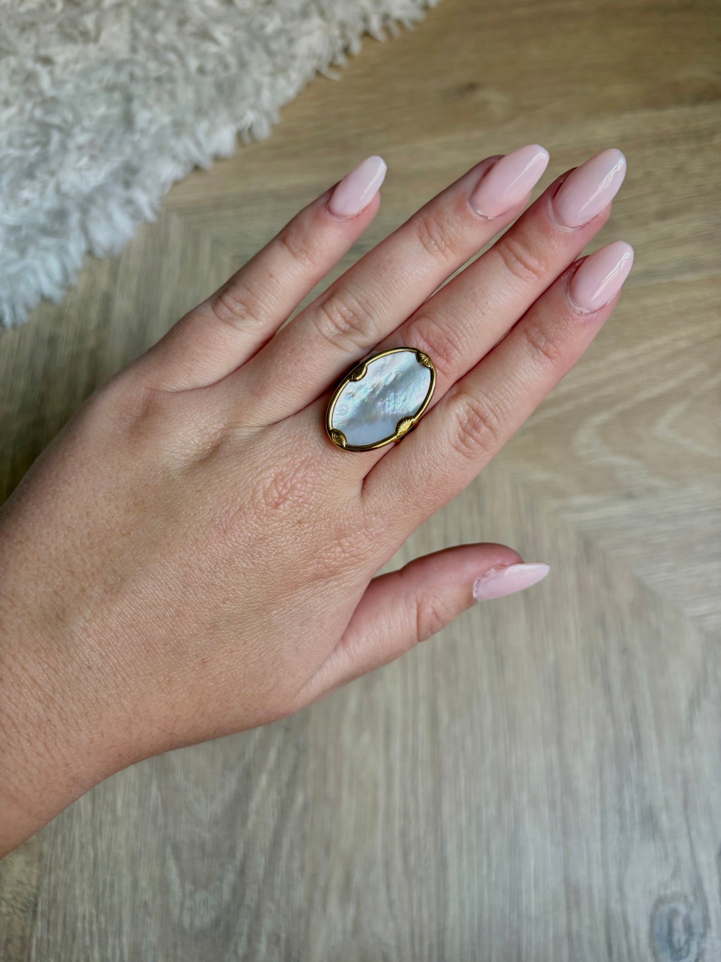 Bague en acier inoxydable et pierre naturelle | Ambre