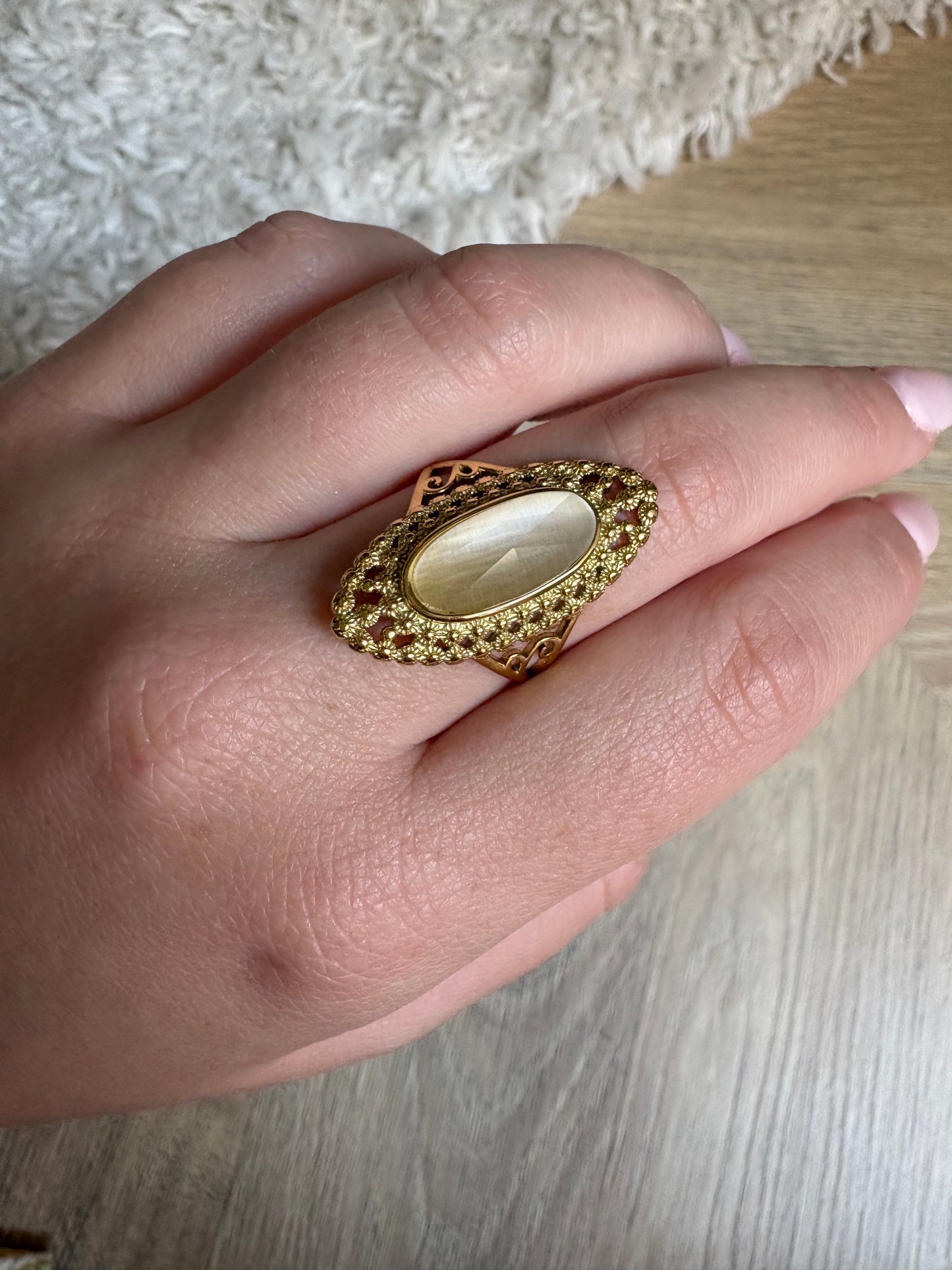 Bague en acier inoxydable pierre naturelle | Melina