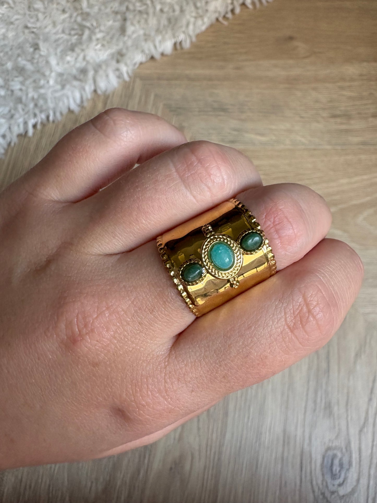 Bague en acier inoxydable et pierre naturelle | Énora