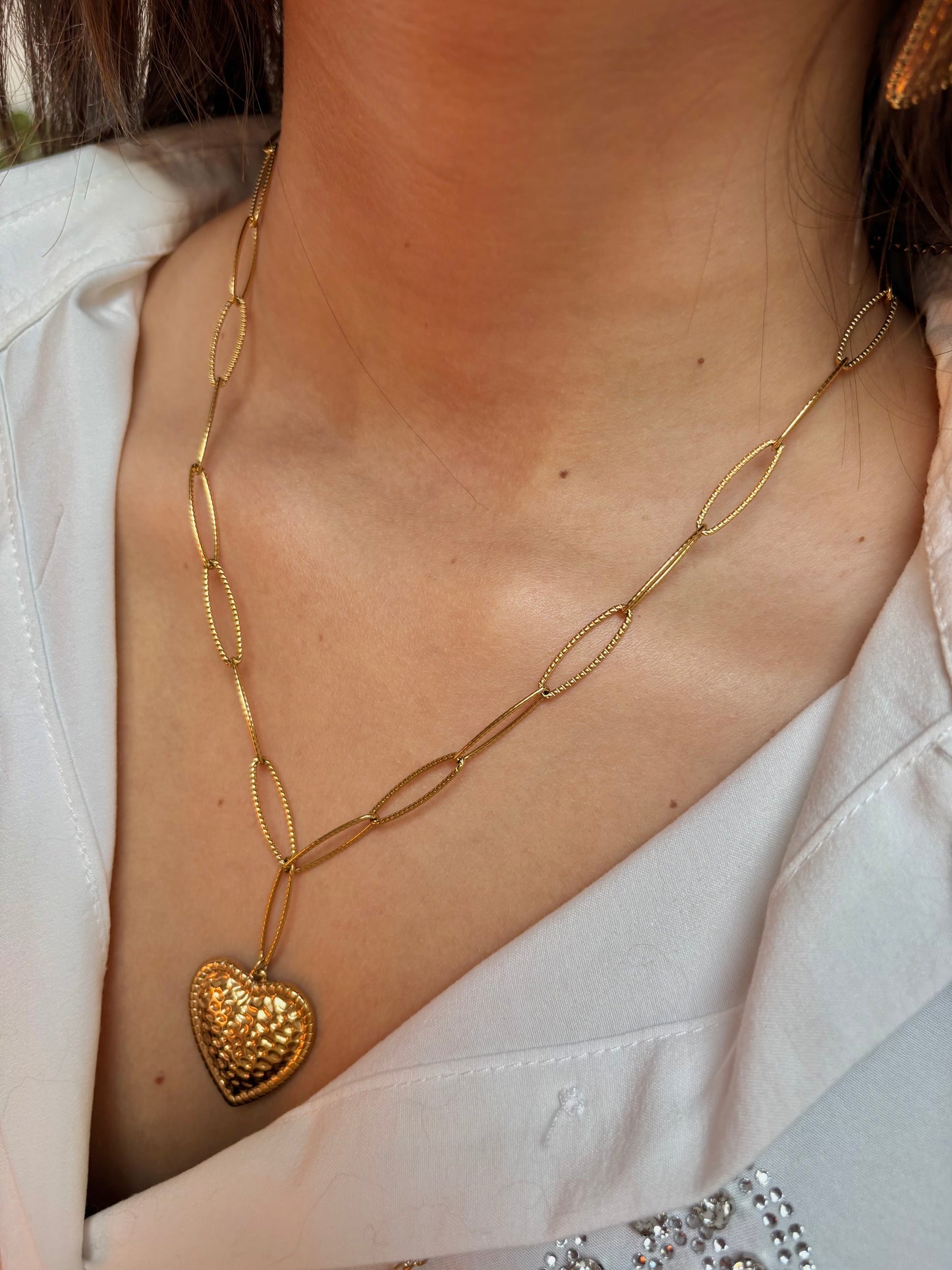 Collier en acier inoxydable création | Cœur