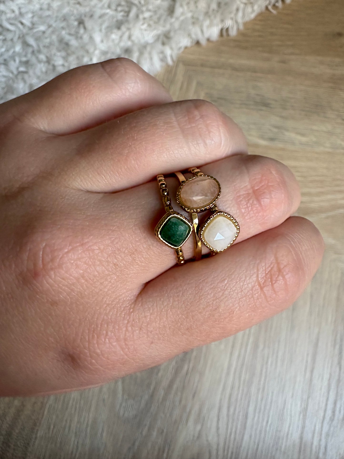Bague en acier inoxydable et pierres naturelles | Zélie