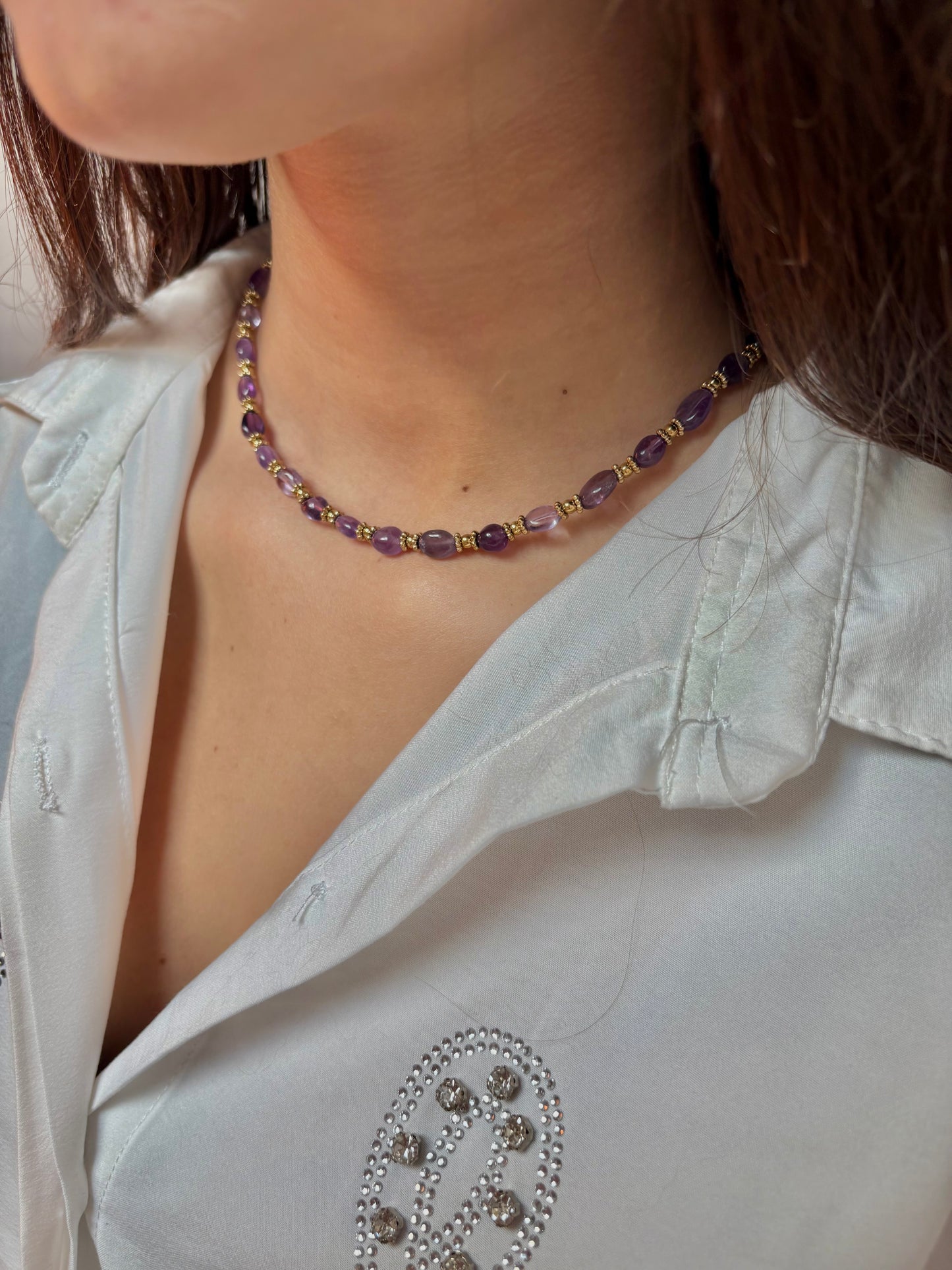 Collier en acier inoxydable et pierre naturelle | Samira