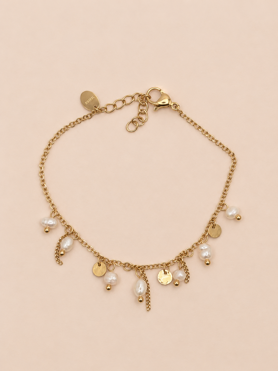 Bracelet en acier inoxydable et perles d’eau douce | Emma