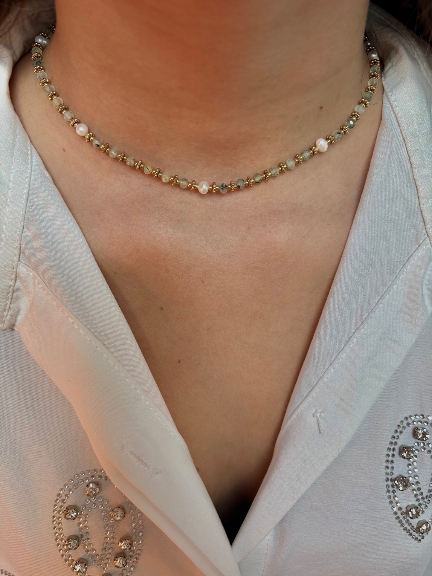Collier en acier inoxydable et pierre naturelle | Suzanne