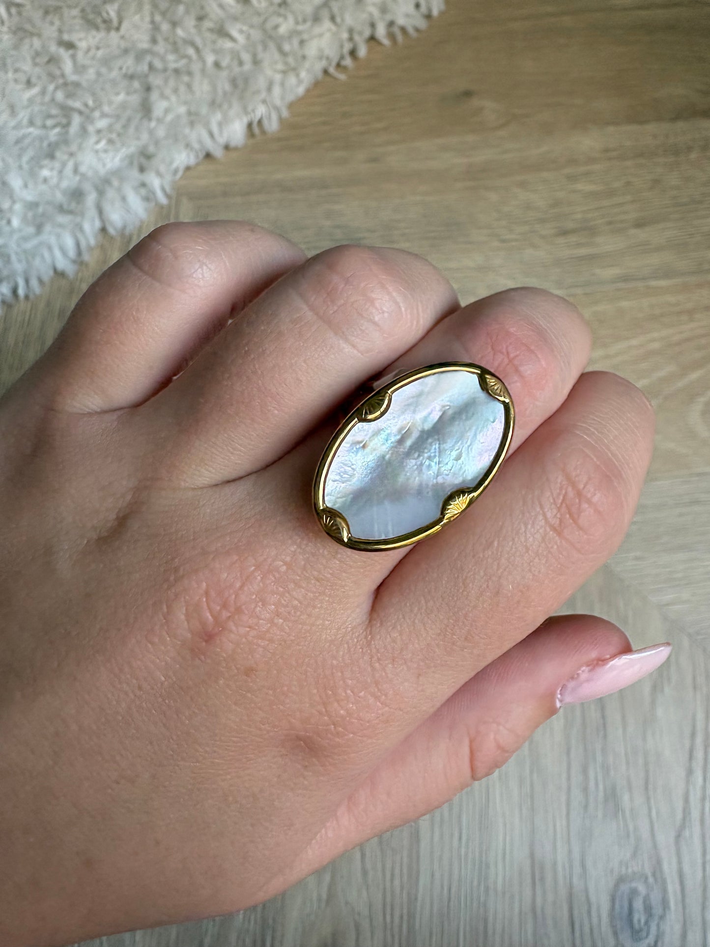 Bague en acier inoxydable et pierre naturelle | Ambre
