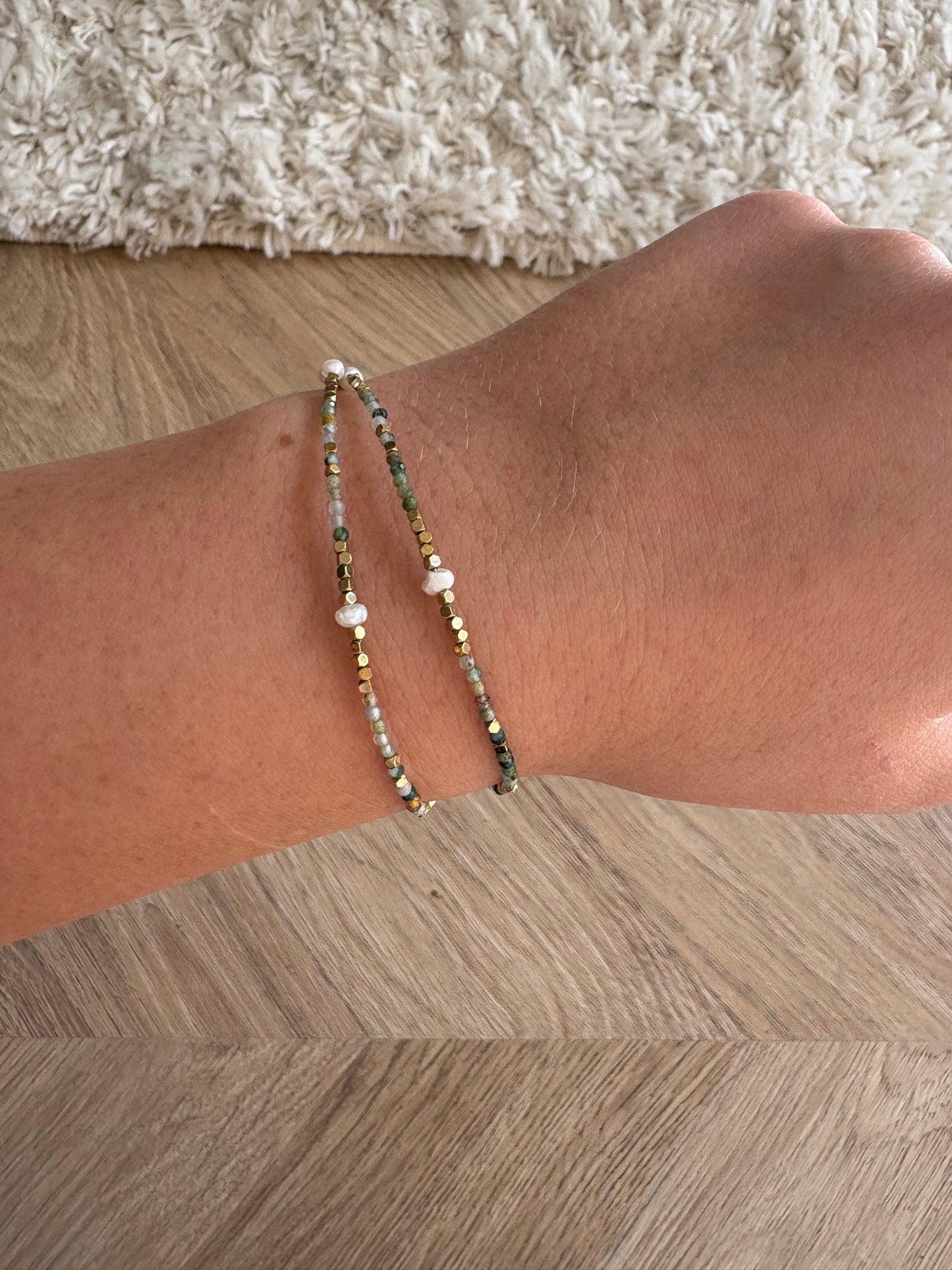 Bracelet en acier inoxydable, pierres naturelles et perles d’eau douce | Isis
