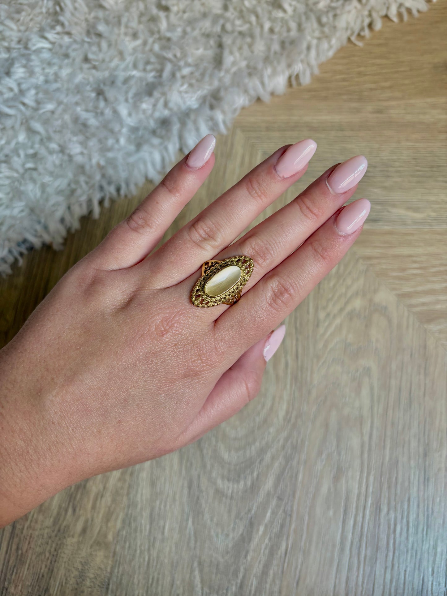 Bague en acier inoxydable pierre naturelle | Melina