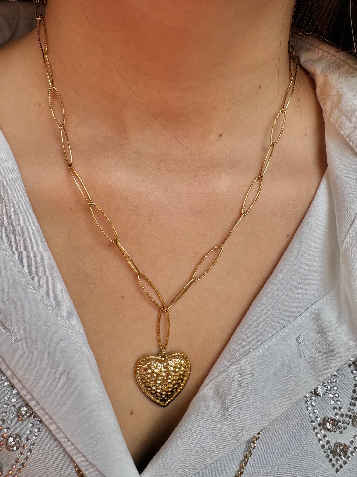 Collier en acier inoxydable création | Cœur