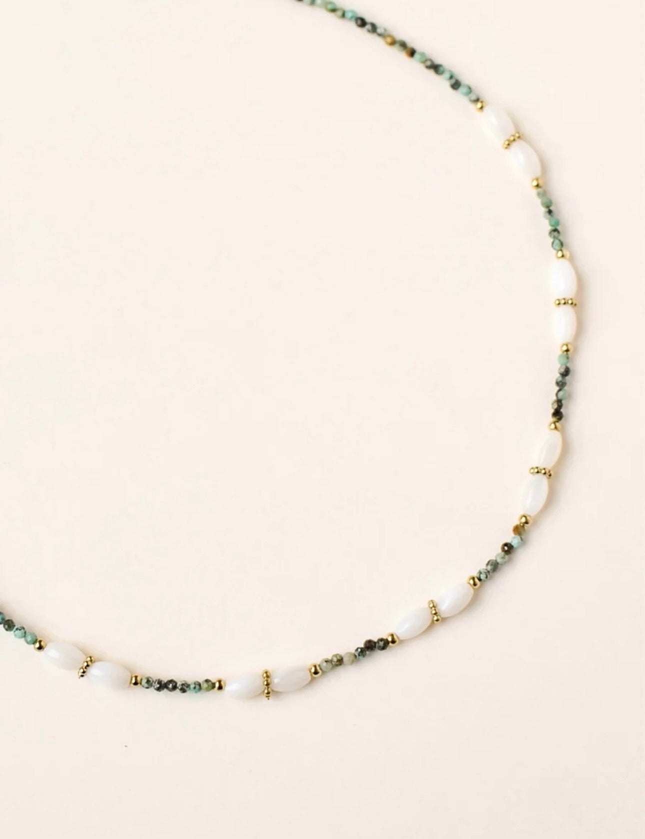 Collier en acier inoxydable, perles d’eau douce turquoise africaine | Rondinara