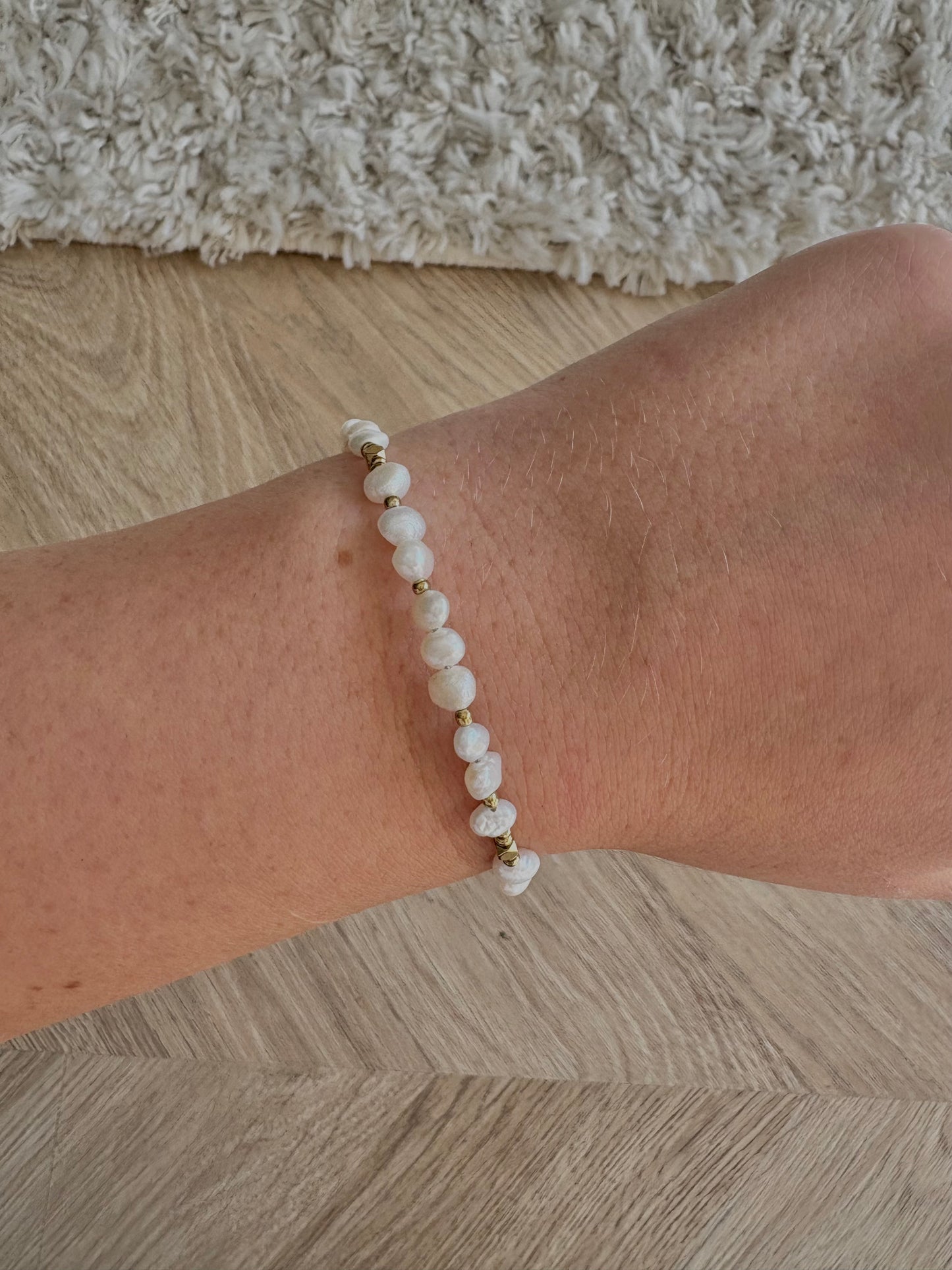 Bracelet en perles d’eau douce et acier inoxydable | Rose