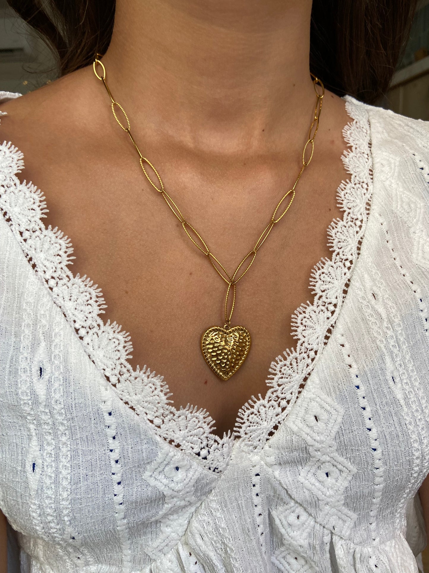 Collier en acier inoxydable création | Cœur