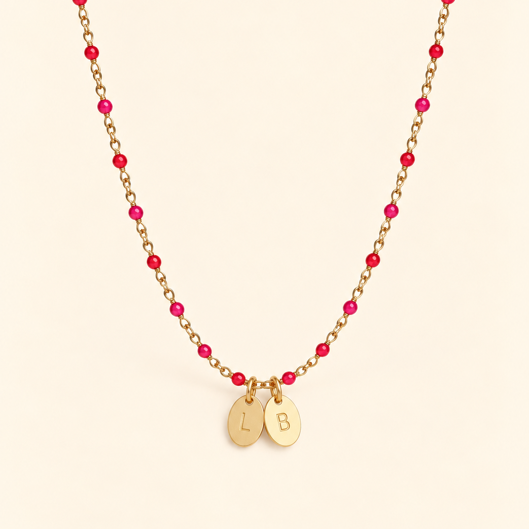 Collier initiales deux pendentifs