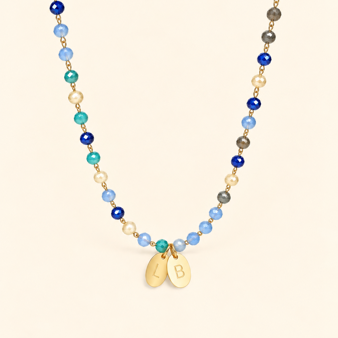 Collier initiales deux pendentifs