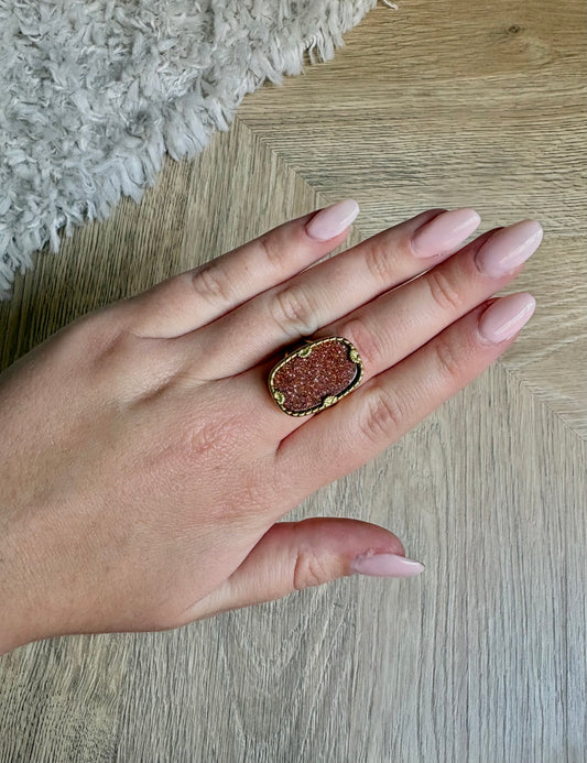 Bague en acier inoxydable et pierre naturelle | Gaïa