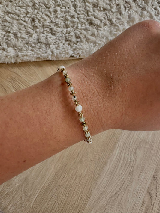 Bracelet en acier inoxydable et pierres naturelles et perles d’eau douce | Magla
