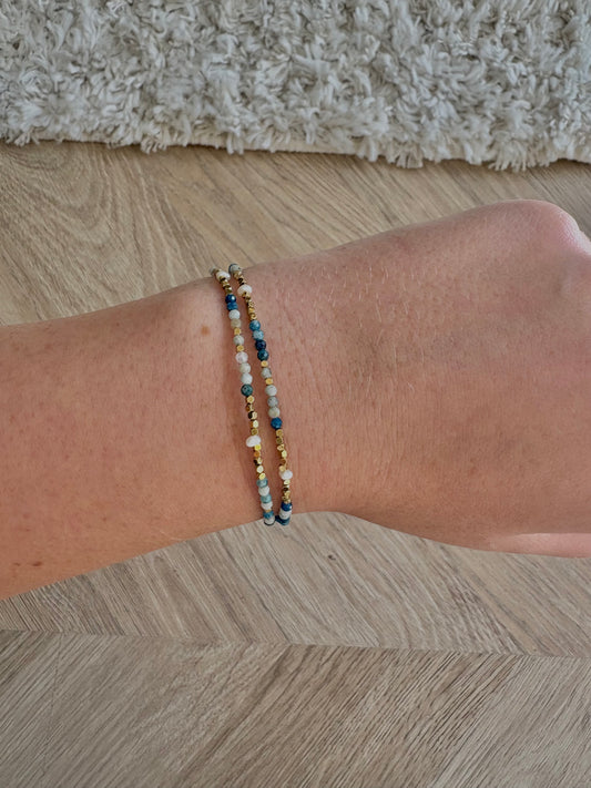 Bracelet en acier, inoxydable et pierres naturelles, perles d’eau douce | Isis