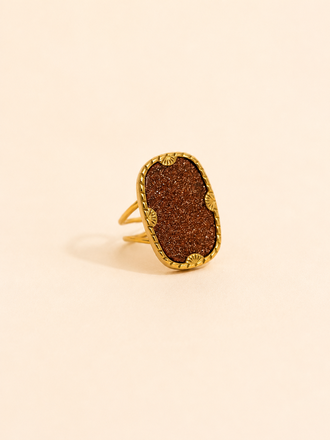Bague en acier inoxydable et pierre naturelle | Élodie