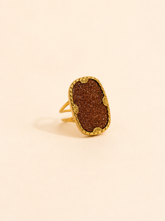 Bague en acier inoxydable et pierre naturelle | Élodie
