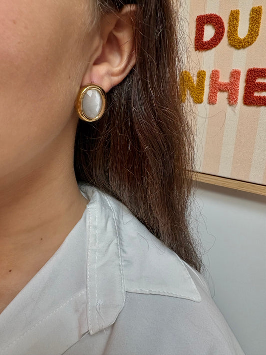 Boucles d’oreilles en acier inoxydable et pierre naturelle | Juliette