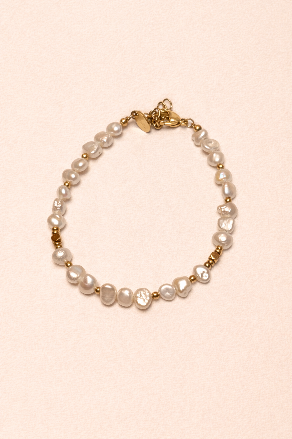 Bracelet en perles d’eau douce et acier inoxydable | Rose