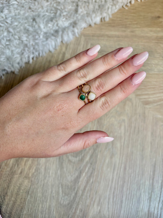 Bague en acier inoxydable et pierres naturelles | Zélie