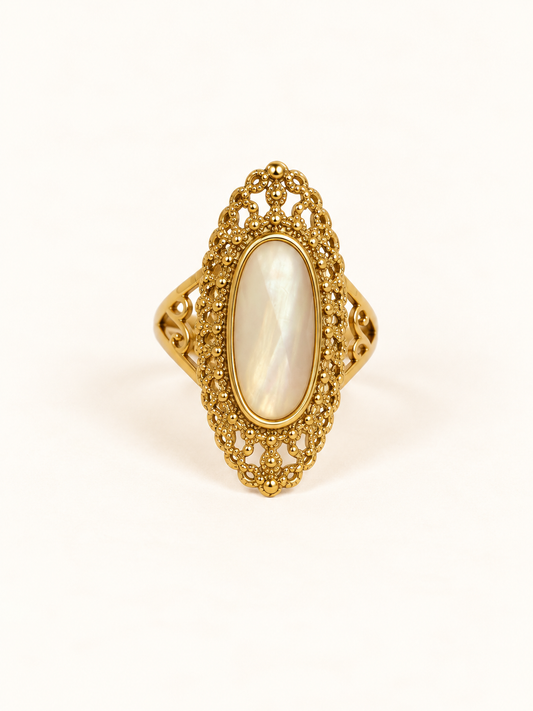 Bague en acier inoxydable et nacre  | Zara
