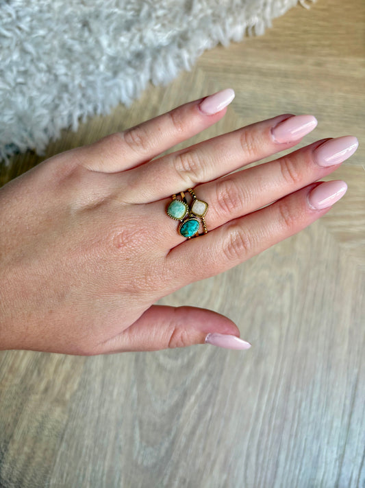 Bague en acier inoxydable et pierres naturelles | Zélie