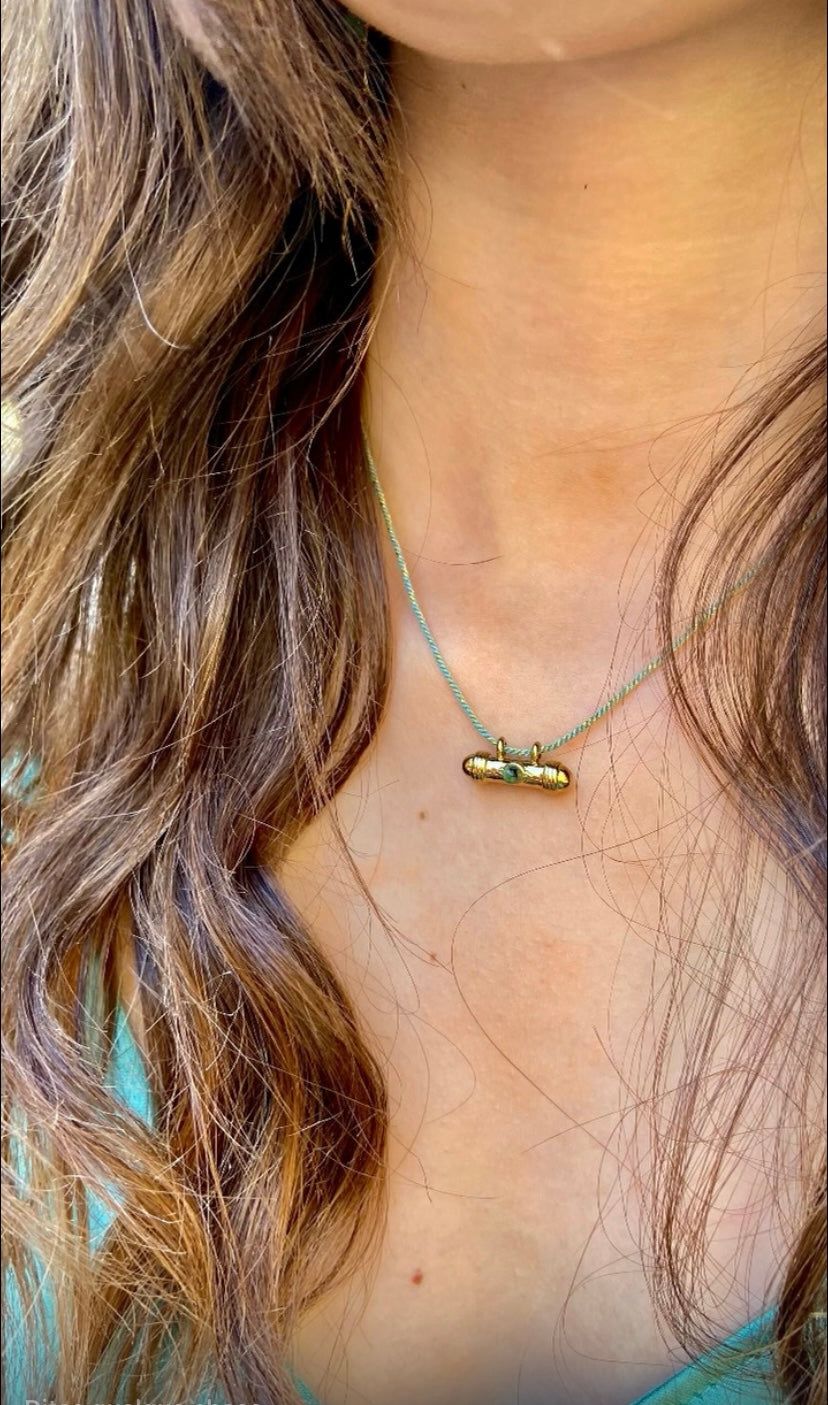Collier cordon en acier inoxydable et pierre turquoise africaine | Maïa