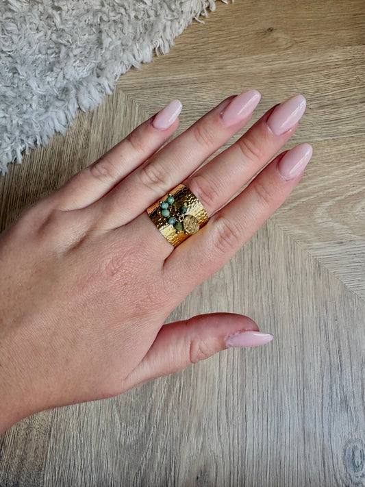 Bague en acier inoxydable et pierre naturelle | Danaé