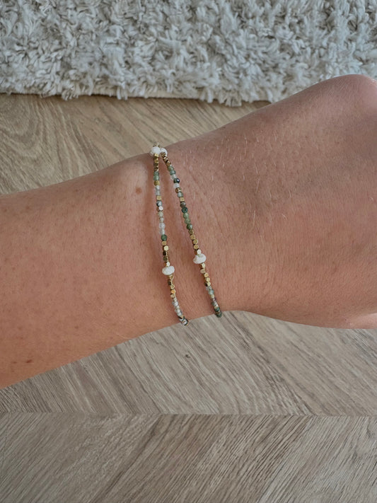Bracelet en acier inoxydable, pierres naturelles et perles d’eau douce | Isis