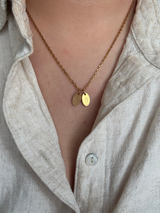 Collier deux pendentifs initiales