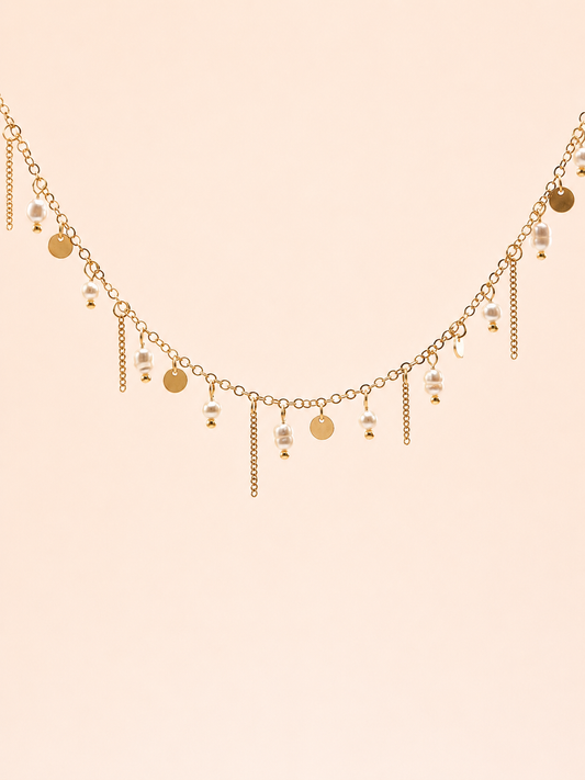 Collier en acier inoxydable nacre |     Lélia