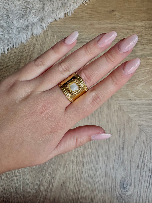 Bague en acier inoxydable et pierre naturelle | Cassandra
