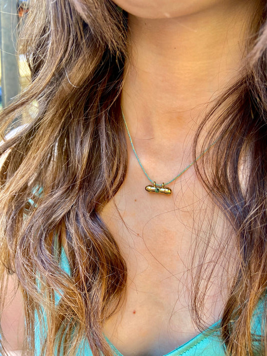 Collier cordon en acier inoxydable et pierre turquoise africaine | Maïa