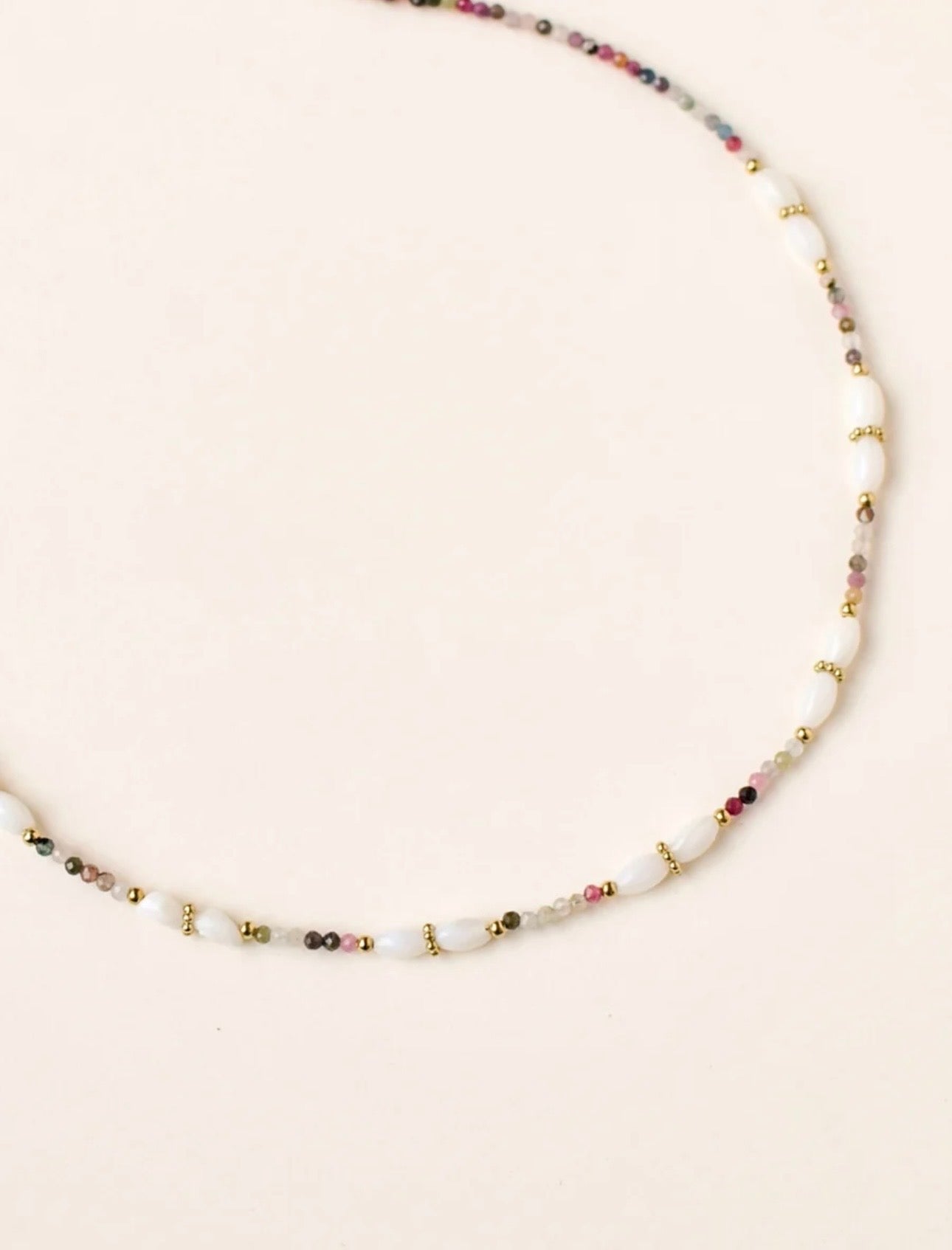 Collier en acier inoxydable perle d’eau douce tourmaline |Rondinara