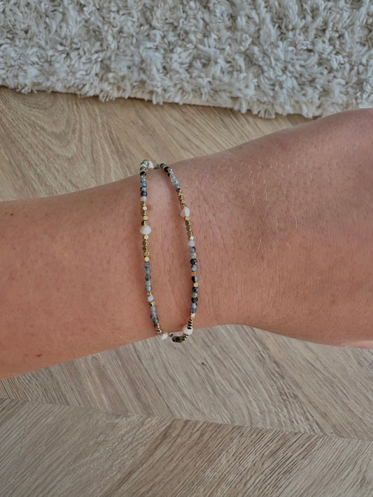 Bracelet en acier inoxydable pierres naturelles et perles d’eau douce | Isis