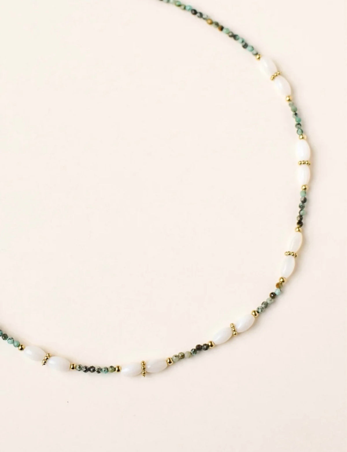 Collier en acier inoxydable, perles d’eau douce turquoise africaine |    Rondinara