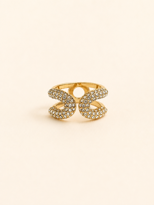 Bague en acier inoxydable strass | Lydie
