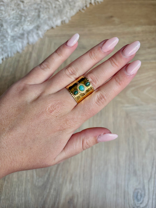 Bague en acier inoxydable et pierre naturelle | Énora
