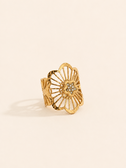 Bague en acier inoxydable à strass | Eireen