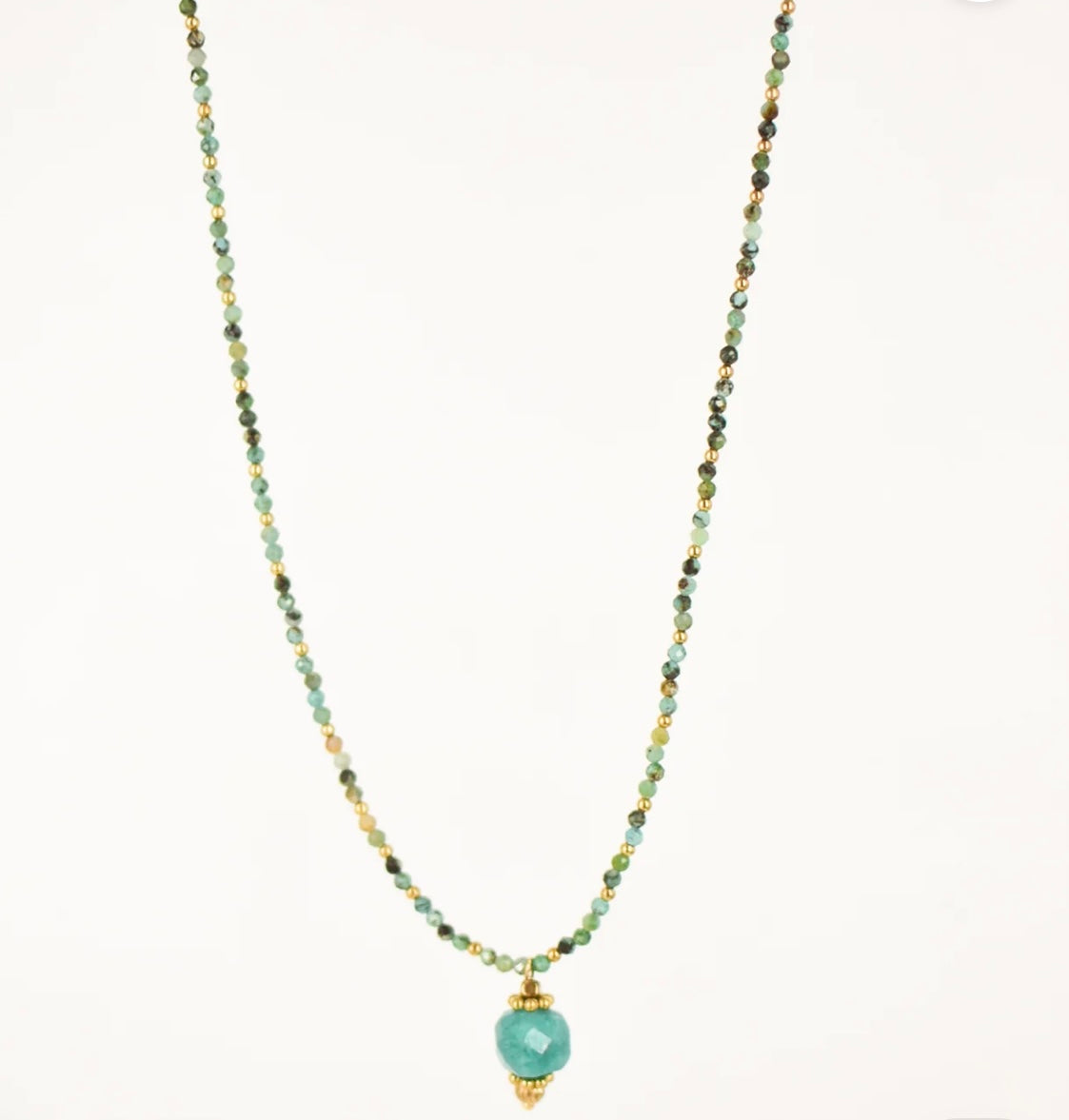 Collier en acier, inoxydable et turquoise africaine | Palombaggia