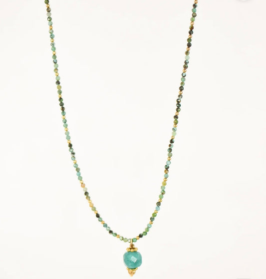 Collier en acier, inoxydable et turquoise africaine | Palombaggia
