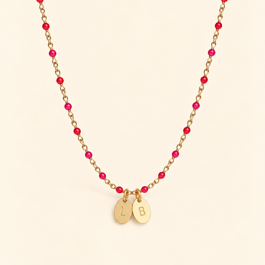 Collier initiales deux pendentifs
