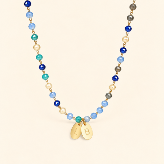Collier initiales deux pendentifs